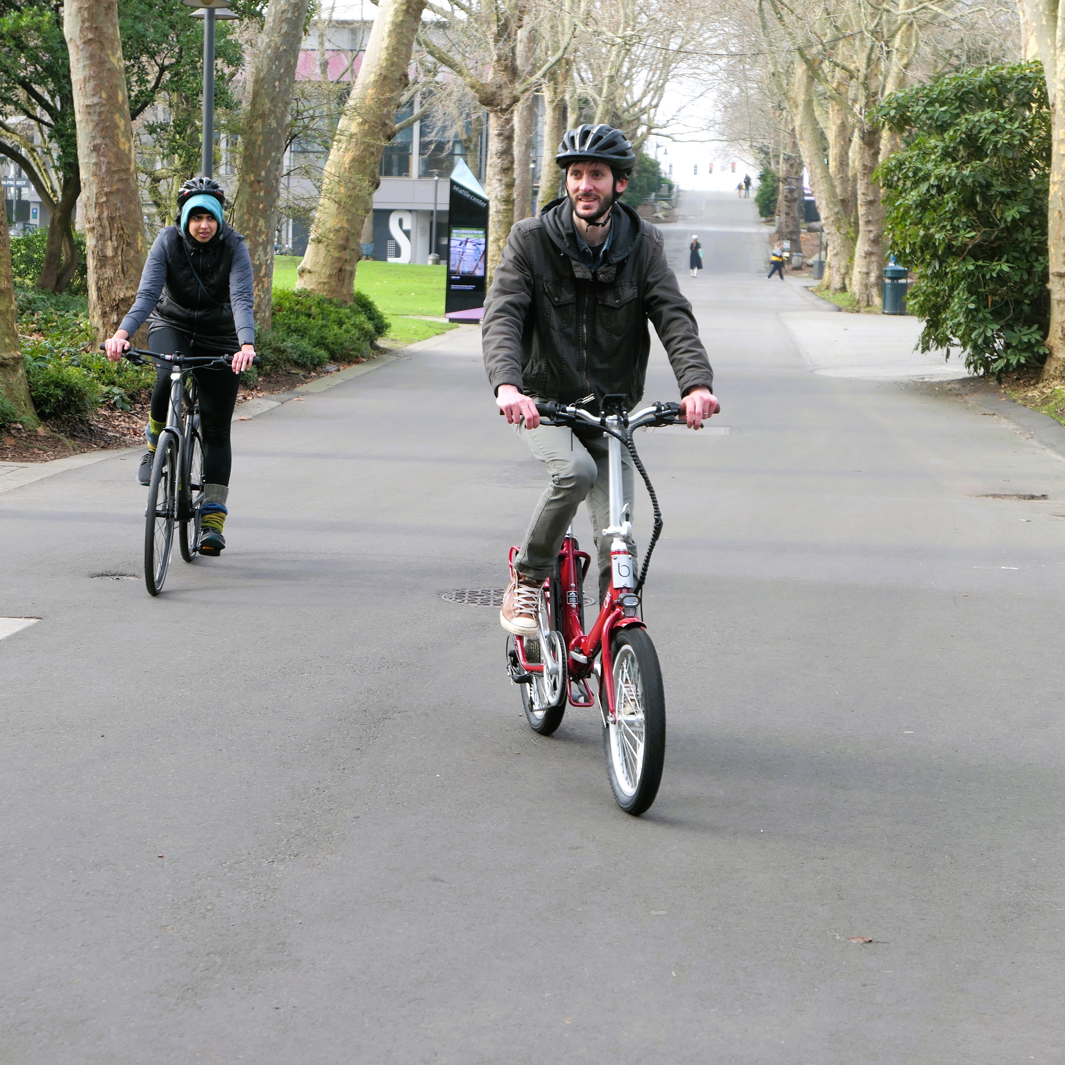 Testing e-bikes in Seattle Center